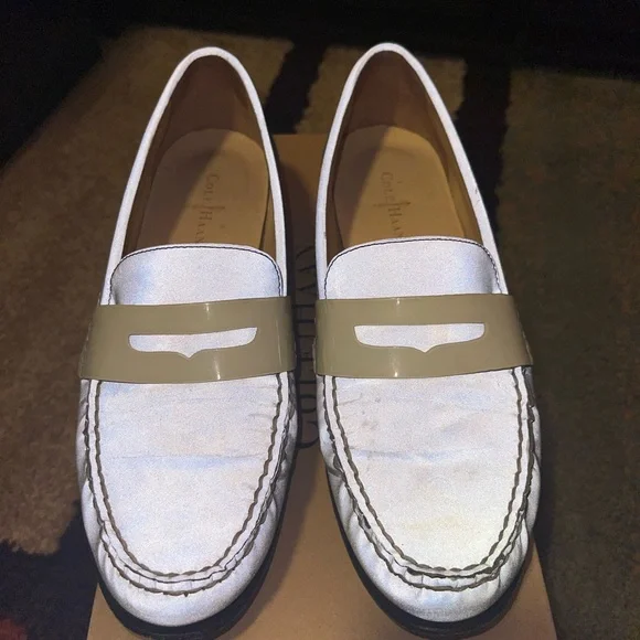 Reflective COLE HAAN Loafers White/Silver Monroe Penny Argento Reflect - Picture 4 of 8
